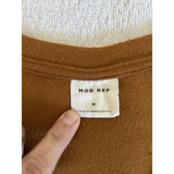 Mod Ref Women's Rust Rolled Cuff Short Sleeve V-Neck Lightweight Top Medium - Picture 12 of 13